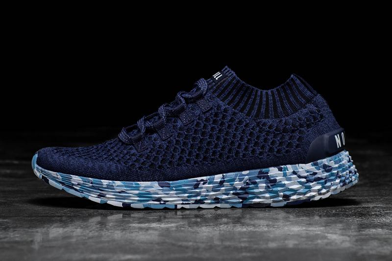 Navy Nobull Midnight Wild Ocean Knit Runner Men\'s Running Shoes | CA B1092E